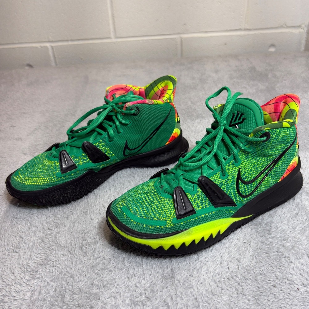 Nike Kyrie 7 Basketball Shoes Men's 8 Green Black Weatherman Heat Map Sneakers